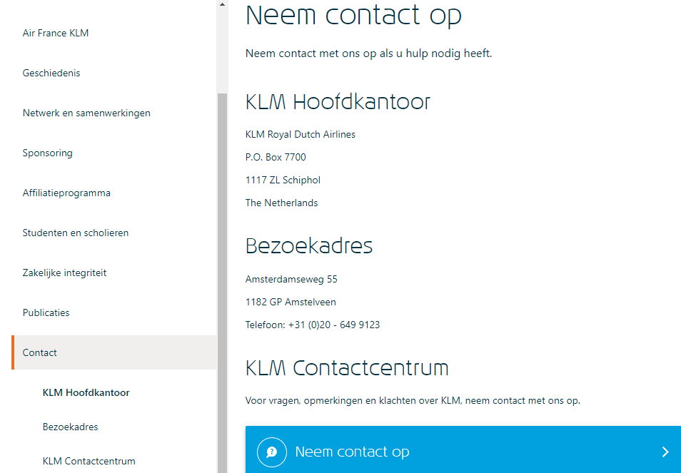 klm contact belgie